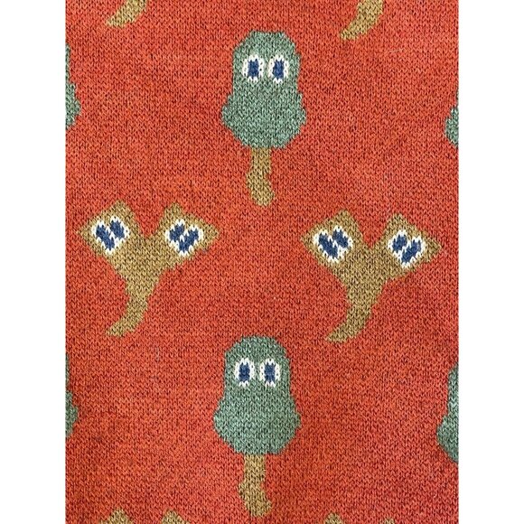 Ne-Net Orange Fair Isle Motif Knit Hobo Wooden Handle Tote Handbag Purse - Picture 4 of 10